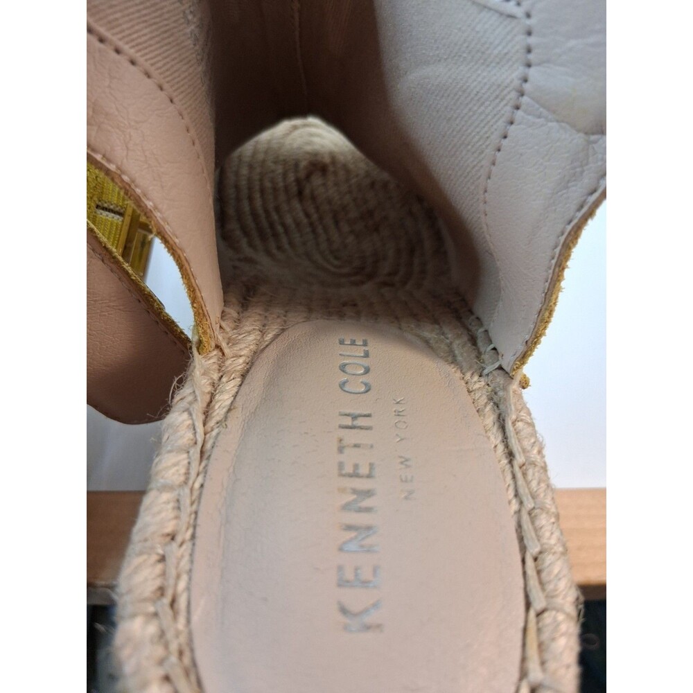 Kenneth Cole NY Olivia Yellow Suede Espadrille Wedge Sandals Ankle Strap Sz 6.5 - Picture 10 of 13